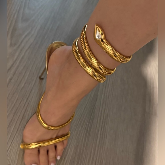 Rene Caovilla Gold Spiral-Ankle Stiletto Sandals - Picture 5 of 6